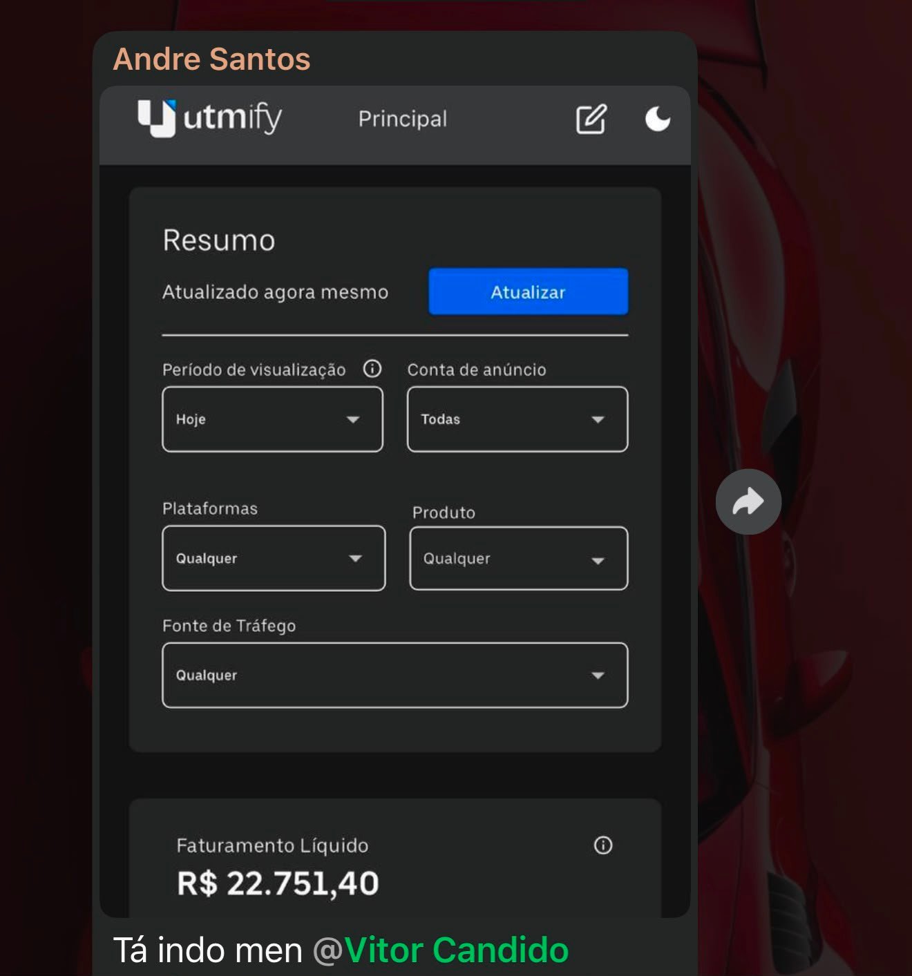 Print de faturamento de Andre Santos